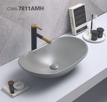 Раковина-чаша CeramaLux 61 7811AMH-5 Светло-серая — фото 2, Раковины накладные