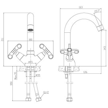Смеситель для раковины Rossinka RS42-62 Хром — фото 2, Смесители для раковины