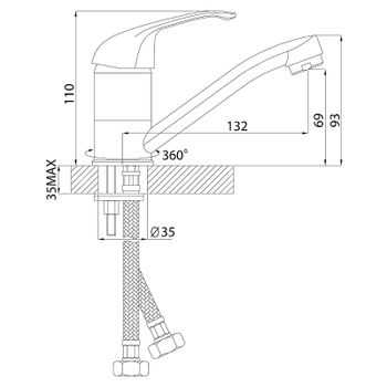 Смеситель для раковины Rossinka A35-22 Хром — фото 2, Смесители для раковины
