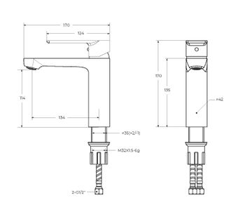 Смеситель для раковины с донным клапаном CEZARES STYLUS-LS-NOP — фото 4, Смесители для раковины