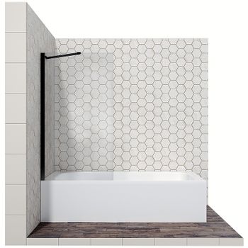 Шторка на ванну Ambassador Bath Screens 80х140 16041207 профиль Черный стекло прозрачное — фото 1, Неподвижные шторки для ванной