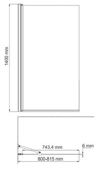 Berkel 48P01-80 BLACK Fixed Стеклянная шторка на ванну — фото 4, Шторки для ванной распашные