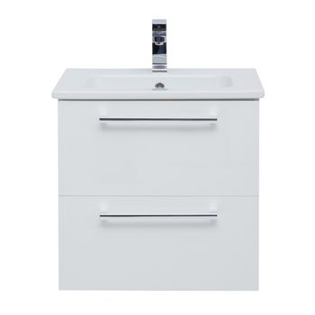 Тумба GIO, 60 см, подвесная, 2 ящика, белый глянец — фото 6, Тумбы под раковину