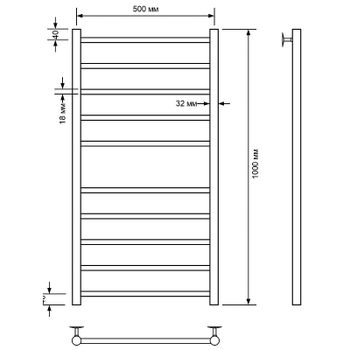 Водяной полотенцесушитель Comfysan Luce W-10 100x50 013561 Черный матовый — фото 2, Водяные полотенцесушители