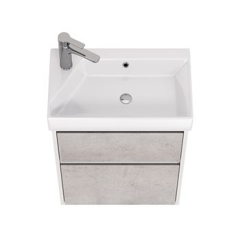 Тумба SLIM, 55 см, подвесная/напольная, 2 ящика, белый глянец / бетон — фото 3, Тумбы под раковину