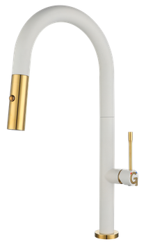 Rivelato Смеситель для кухни Asti U-обр. с выдвижной лейкой D-35мм brina oro арт. — фото 1, Смесители для кухни