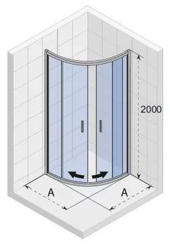 Душевой уголок Riho Hamar 2.0 R309 90x90 G007002123 профиль Сатин стекло прозрачное — фото 2, Душевые уголки четверть круга