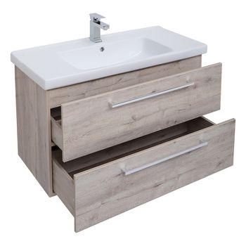 Тумба GIO, 100 см, подвесная, 2 ящика, дуб кантри — фото 6, Тумбы под раковину