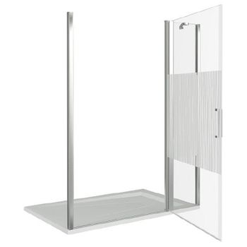 Душевая дверь Good Door Pandora WTW-140-T-CH 140 профиль Хром стекло с узором Тростник — фото 4, Распашные душевые двери