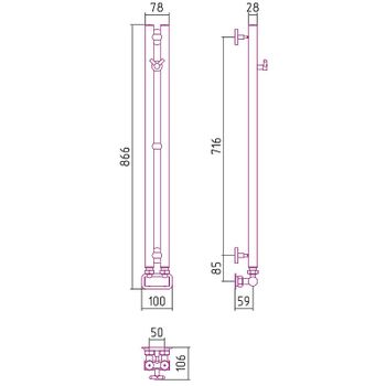 Водяной полотенцесушитель Сунержа Нюанс EU50+ 840х50 31-0212-0840 Черный матовый — фото 3, Водяные полотенцесушители