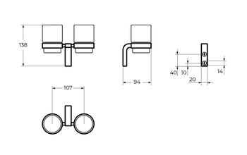 Стакан двойной CEZARES ULTIMA CZR-F-8930A — фото 2, Аксессуары для раковины