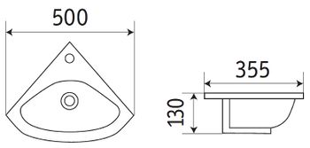 Раковина CeramaLux 50 78378 угловая Белая глянцевая — фото 2, Мини-раковины