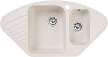 GRANFEST Мойка QUARZ 14 угловая 1,5-чаши 930*500мм белый арт.GF-Z- — фото 1, Кухонные мойки