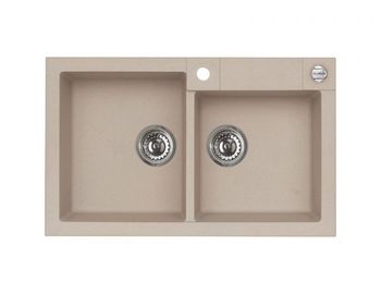 Мойка для кухни ROCK 90 GRANITAL CARBON-G91 780x480x180;2x с сифоном 1105299, — фото 1, Кухонные мойки