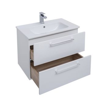 Тумба GIO, 80 см, подвесная, 2 ящика, белый глянец — фото 5, Тумбы под раковину