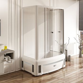 Душевой уголок Radomir Диана 140x95 1-03-1-0-0-0140 с поддоном профиль Белый стекло прозрачное — фото 2, Прямоугольные душевые уголки