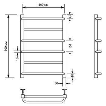 Водяной полотенцесушитель Comfysan Puro-K W-6 60x40 013080 Черный матовый — фото 2, Водяные полотенцесушители