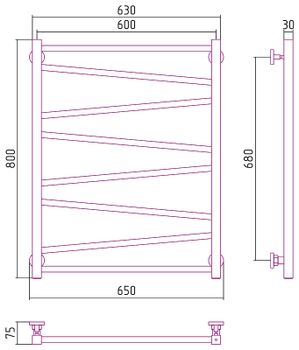 Водяной полотенцесушитель Сунержа Сирокко 800x600 31-0253-8060 Черный матовый — фото 3, Водяные полотенцесушители