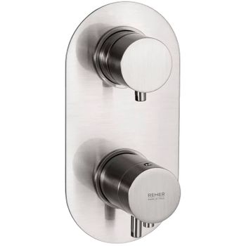 Смеситель для душа Remer Minimal Thermo NT92KBXV с термостатом Сталь — фото 1, Смеситель для душа