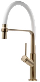 Смеситель д/кухни, гибкий излив ,белый, Gold, арт. K50GW — фото 1, Смесители для кухни