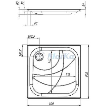 Акриловый поддон для душа 1MarKa Freya New 90x90 01пфн90п Белый — фото 3, Акриловые душевые поддоны