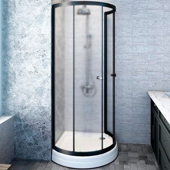 Душевой уголок Radomir Стронг 90x90 1-03-6-0-0-1801 профиль Черный стекло матовое — фото 1, Полукруглые душевые уголки