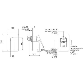 Смеситель для душа Remer Absolute AU30 Хром — фото 2, Смеситель для душа