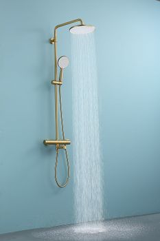 Душевая система Raglo R20.26.03 с термостатом Золото матовое — фото 23, Душевые стойки