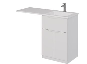 Тумба Vega, 60 см, напольная, 1 ящик, 2 дверцы, белый глянец — фото 1, Тумбы под раковину