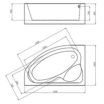 Акриловая ванна Gemy 150х100 G9009 B L с гидромассажем — фото 2, Акриловые ванны