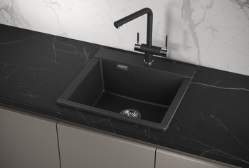 Granula-ES-5201, ЧЁРНЫЙ, кухонная мойка, кварц, ESTETICA — фото 1, Кухонные мойки