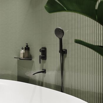 Душевая система Iddis Ray RAYBL03i68 Черная матовая — фото 2, Встраиваемые душевые комплекты