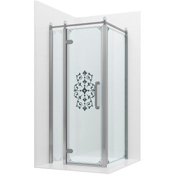 Душевой уголок Ambassador Royal 90x90 18015108-L профиль Хром стекло прозрачное с рисунком — фото 1, Квадратные душевые уголки