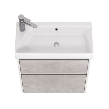 Тумба SLIM, 65 см, подвесная/напольная, 2 ящика, белый глянец / бетон — фото 6, Тумбы под раковину