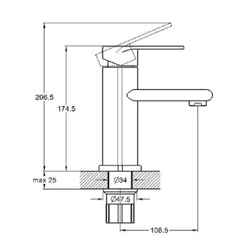 Смеситель для раковины G-Lauf NOB1-A128 Хром — фото 2, Смесители для раковины
