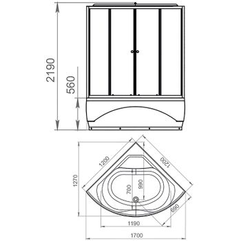 Душевая кабина Melodia della vita Hard Rock 120x120 MB03001 с гидромассажем — фото 2, Душевые кабины