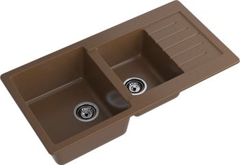 GRANFEST Мойка PRACTIK 980KL 2 чаши+крыло 980*510мм терракот арт.GF- — фото 1, Кухонные мойки