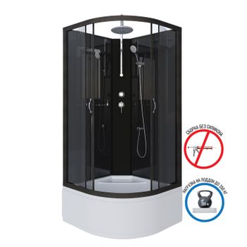 Душевая кабина Niagara Classic NG-6508-14BKT (90х90х210) высокий поддон(40см),черный,стекло тонирова — фото 2, Душевые кабины