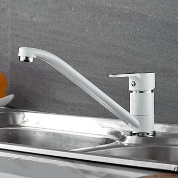 Смеситель для кухни Ledeme H03W 4903-WL Белый Хром — фото 10, Смесители для кухни