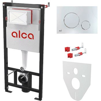 Инсталляция Alcaplast AM101/1120-4:1 RU M671-0001 для унитаза с клавишей смыва Хром глянцевый — фото 1, Инсталляции для унитазов