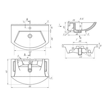 АЛЬФА, 55 см, мебельный умывальник, керамический — фото 5, Мини-раковины
