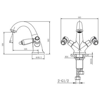 Смеситель для раковины Caprigo Adria-Classic 03-520-vot Бронза — фото 2, Смесители для раковины