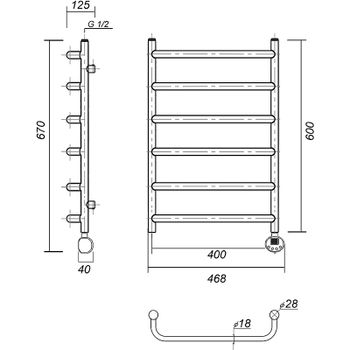 Электрический полотенцесушитель Domoterm Стефано П6 400x600 АБР ER Античная бронза — фото 2, Электрические полотенцесушители