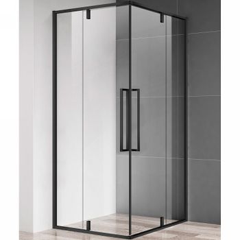 Душевой уголок AQUAme 90x90 AQM7102-2-9 профиль Черный матовый стекло прозрачное — фото 1, Квадратные душевые уголки