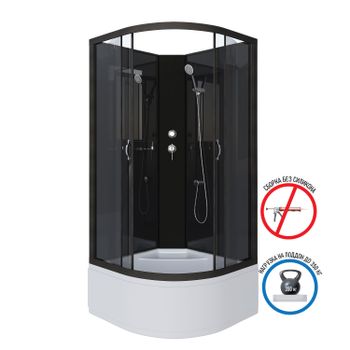 Душевая кабина Niagara Classic NG-6508-14BK (90х90х200) высокий поддон(40см),черный,стекло тонирован — фото 2, Душевые кабины