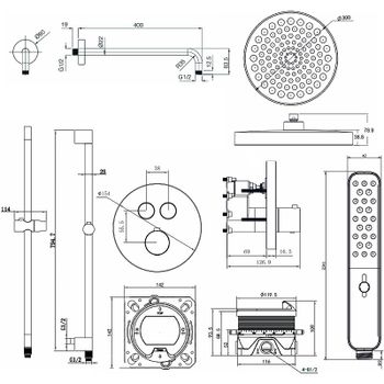 Душевая система AQUAme AQM8401GM Металл — фото 3, Встраиваемые душевые комплекты
