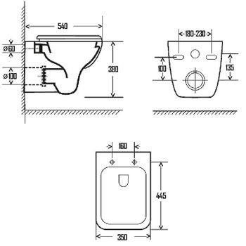Унитаз AQUAme AQM2007 подвесной Белый глянец с сиденьем Микролифт — фото 2, Подвесные унитазы