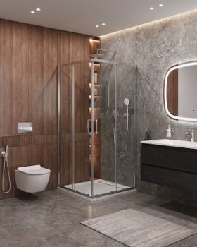 Душевой уголок CEZARES MOLVENO-A-2-100-C-Cr-IV — фото 1, Квадратные душевые уголки