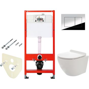 Комплект унитаза AQUAme AQM2002 с инсталляцией Tece Profil 9400412 с сиденьем Микролифт и клавишей с — фото 1, Комплекты унитаз + инсталляция