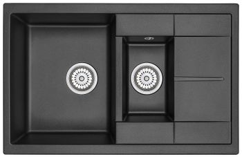 Granula-7802, ШВАРЦ (чёрный металлик), кухонная мойка, кварц — фото 1, Кухонные мойки